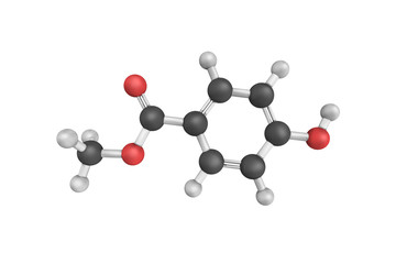 3d structure of Methyl paraben, also methylparaben, one of the p