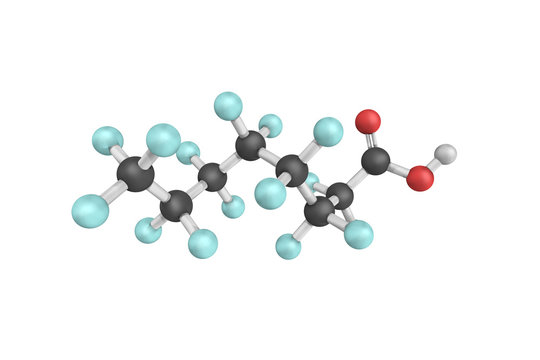 3d Structure Of Perfluorooctanoic Acid, Also Known As C8, A Synt