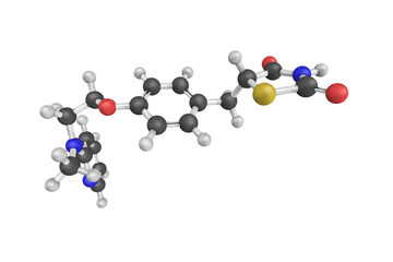 3d structure of Rosiglitazone, an antidiabetic drug in the thiaz