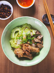 stewed thigh chicken and bitter ground noodle ,thai food