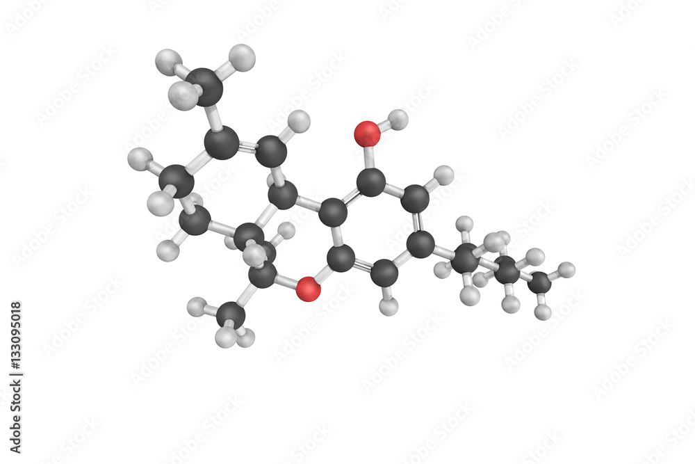 Poster 3d structure of tetrahydrocannabinol (thc), the principal psycho