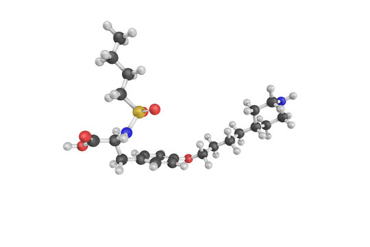 3d structure of Tirofiban, an antiplatelet drug. Tirofiban is th