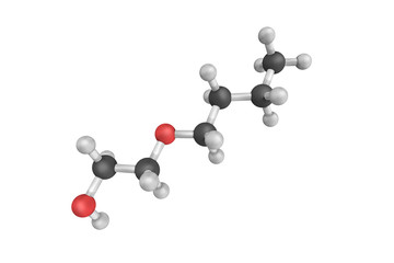 3d structure of 2-Butoxyethanolm, a colorless liquid with a swee