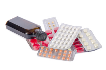 Medicine pills on a white background