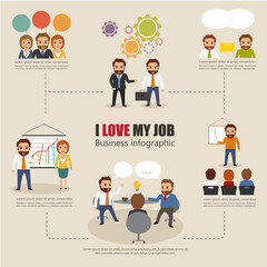 set of business character at office work.