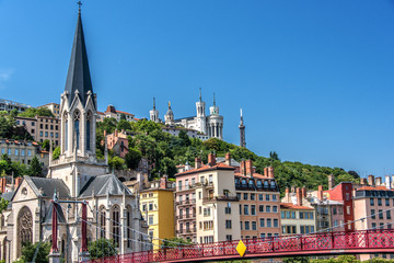 Naklejka premium Lyon, colline de Fourvière et Vieux Lyon