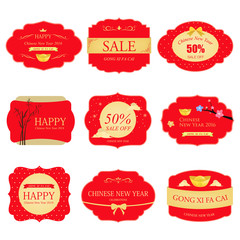 Set of Chinese new year design elements. Chinese label.