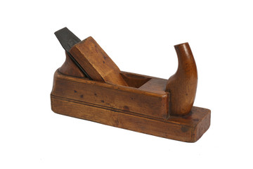 Old wooden hand plane for woodworking