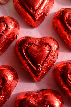 Red Foil Wrapped Chocolate Hearts