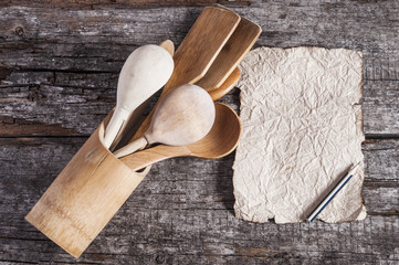 wooden utensil in kitchen