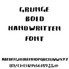 Hand drawn font made by dry brush strokes. Grunge style alphabet