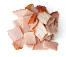 Pork ham or bacon slices isolated on white background