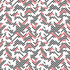 Seamless Zig Zag Pattern. Abstract  Chaotic Black and Red Line B