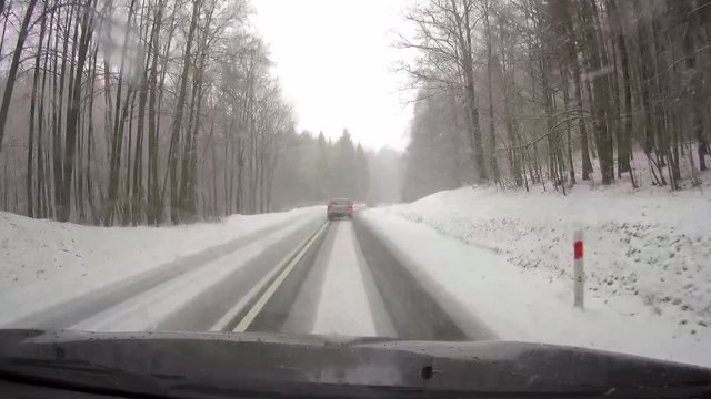 driving a car in heavy snow