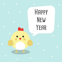 Chinese New Year 2017 Cards with Cute chicken and bubble speech Vector Illustration.
