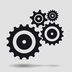 Composition with black gears, cogs and and wheels 