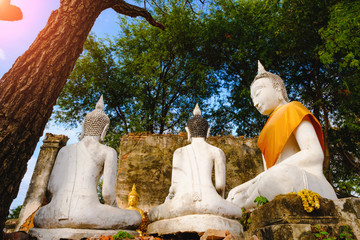 Old Buddhist statue at Wat Sri Rattana Mahathat. this old temple built 600 years ago in Suphanburi, Thailand
