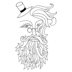 Man with glass, hat and beard. Hipster style. Vector illustration.