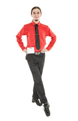 Young man in costume for irish dance isolated