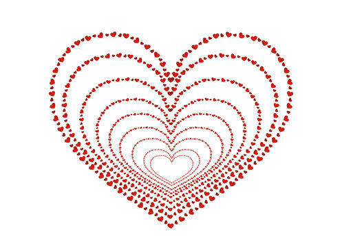 The composition of red hearts. Valentine's Day. Greeting card. 