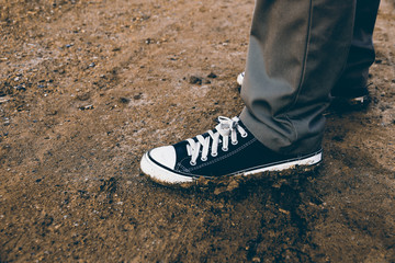 dirty sneakers with vintage style
