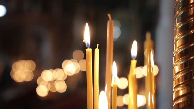 Candle. Candle of repentance in the temple.