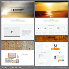 Website templates, icons, headers, blurred backgrounds and other vector elements for your design.