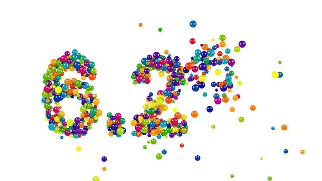 The six point two percent sign made of glossy little marbles isolated on white background