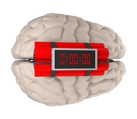 brain with time bomb 3d rendering