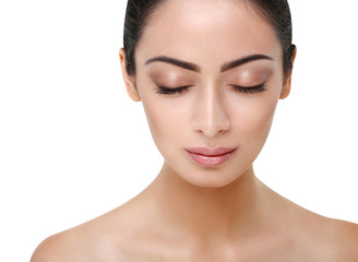 Fototapeta premium Beautiful indian girl perfect face with closed eyes