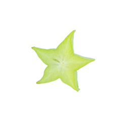 Carambola,Averrhoa carambola L,fruit star slice isolated on whit
