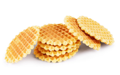 belgian sugar waffles isolated on a white background