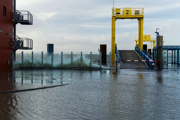 Sturmflut am Nordseehafen Dagebüll