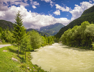 Fototapeta na wymiar Julian Alps,Soca river, Slovenia
