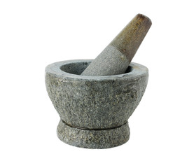 Stone Mortar and Pestle isolated on white background Clipping pa