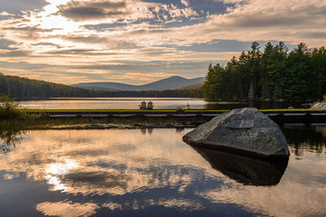 Chairs overlooking a lake - horizontal
