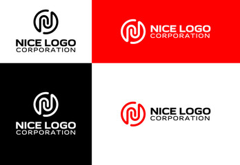 logo with the letter N, telecommunications logotype, stamp and icon, circle, and ellipse