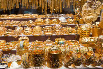 Golden jewelry in Dubai, UAE