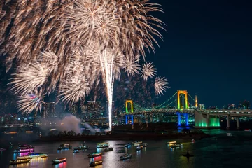 Foto op Plexiglas Fireworks and Tokyo skyline © f11photo