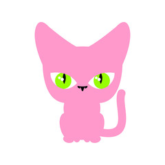 Cat pink isolated. Pet on white background