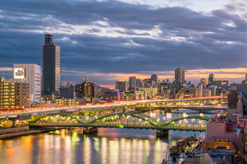 Tokyo skyline with the Sumida River