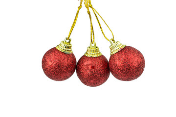 christmas ball glitter (christmas ornament )Red color. Isolated