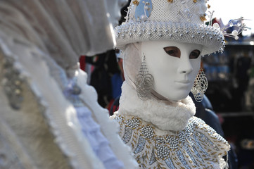 Carnival of Venice, beautiful masks at St. Mark's Square, Italy. 10.Feb.2013.