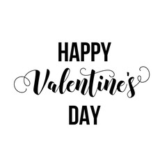 Happy Valentines Day modern calligraphy lettering. Vector illustration for greeting cards, typographic design isolated on white background.