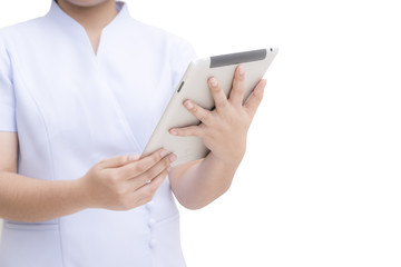 portrait of young asian nurse isolated on white background