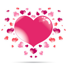 little hearts around a big red heart white background