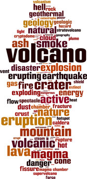 Volcano word cloud concept. Vector illustration