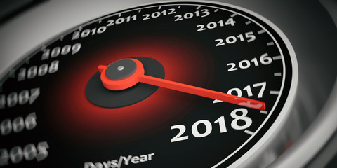 Fototapeta premium New year 2018 car speedometer. 3d illustration