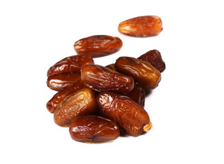 dry dates isolated on white, sweet fruit