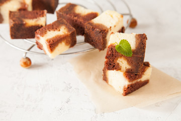 cookies brownie and berry on a table, selective focus, copy space